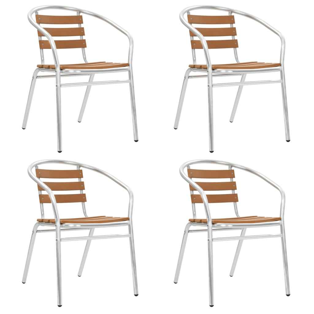 vidaXL Tuinstoelen stapelbaar 4 st aluminium en HKC zilverkleurig