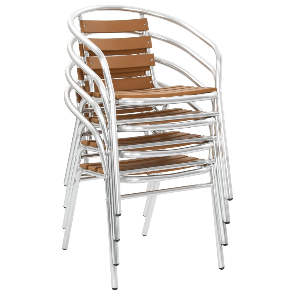 vidaXL Tuinstoelen stapelbaar 4 st aluminium en HKC zilverkleurig
