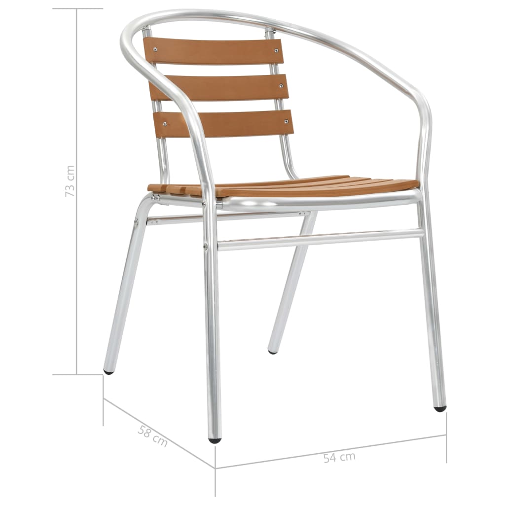 vidaXL Tuinstoelen stapelbaar 4 st aluminium en HKC zilverkleurig