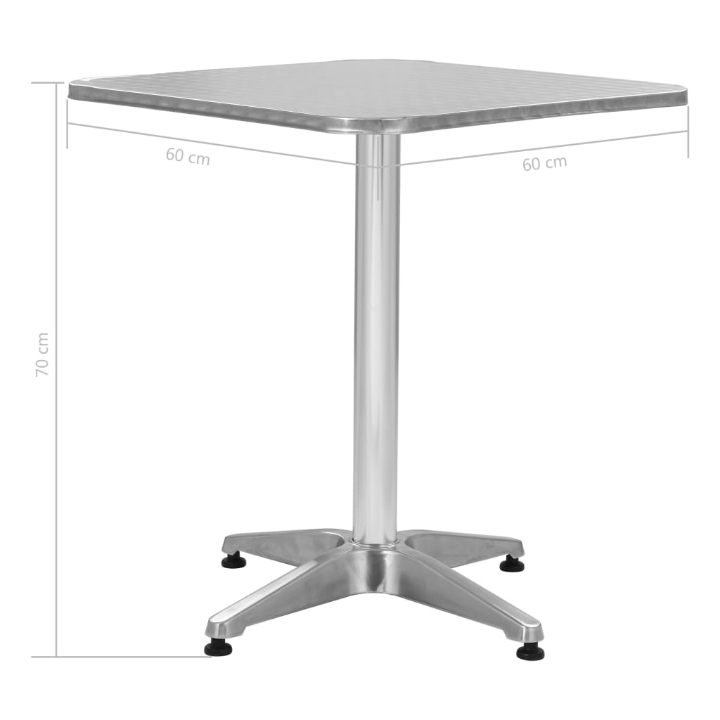 vidaXL Tuintafel 60x70 cm aluminium zilverkleurig