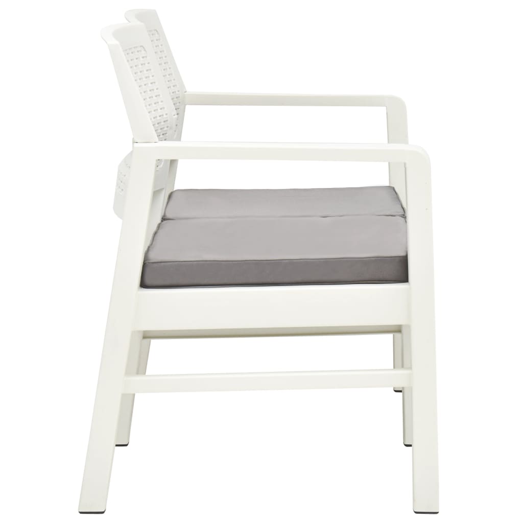 vidaXL Tuinbank 2-zits met kussens 120 cm kunststof wit