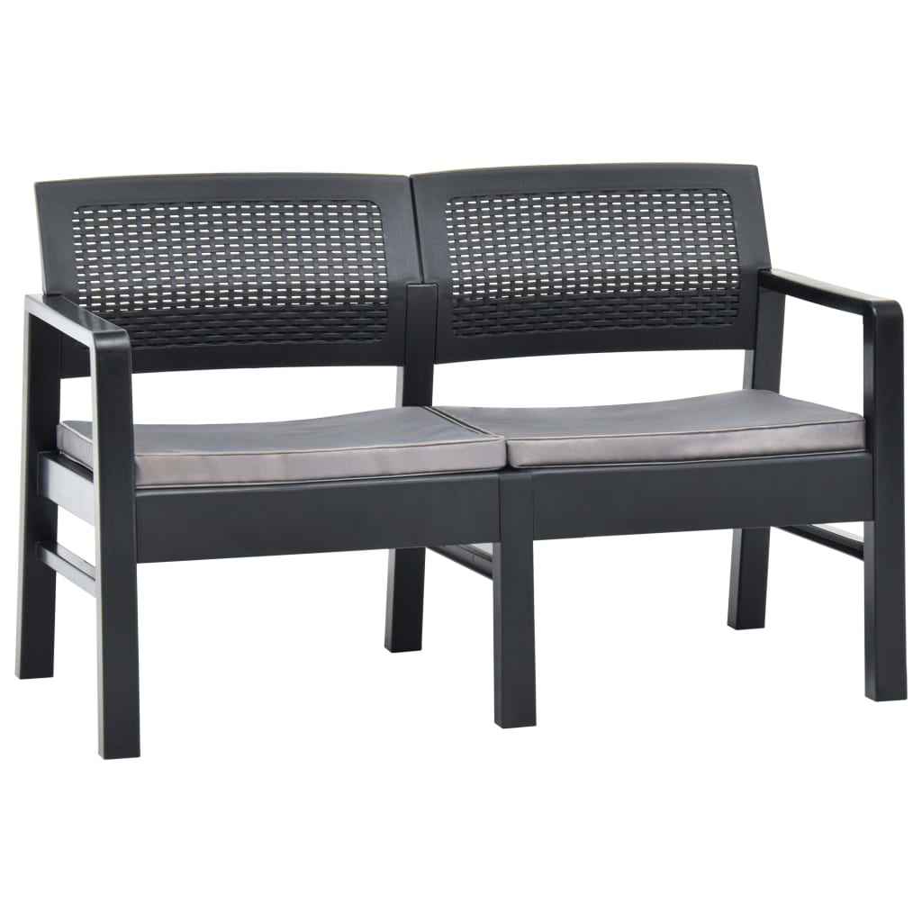vidaXL Tuinbank 2-zits met kussens 120 cm kunststof wit