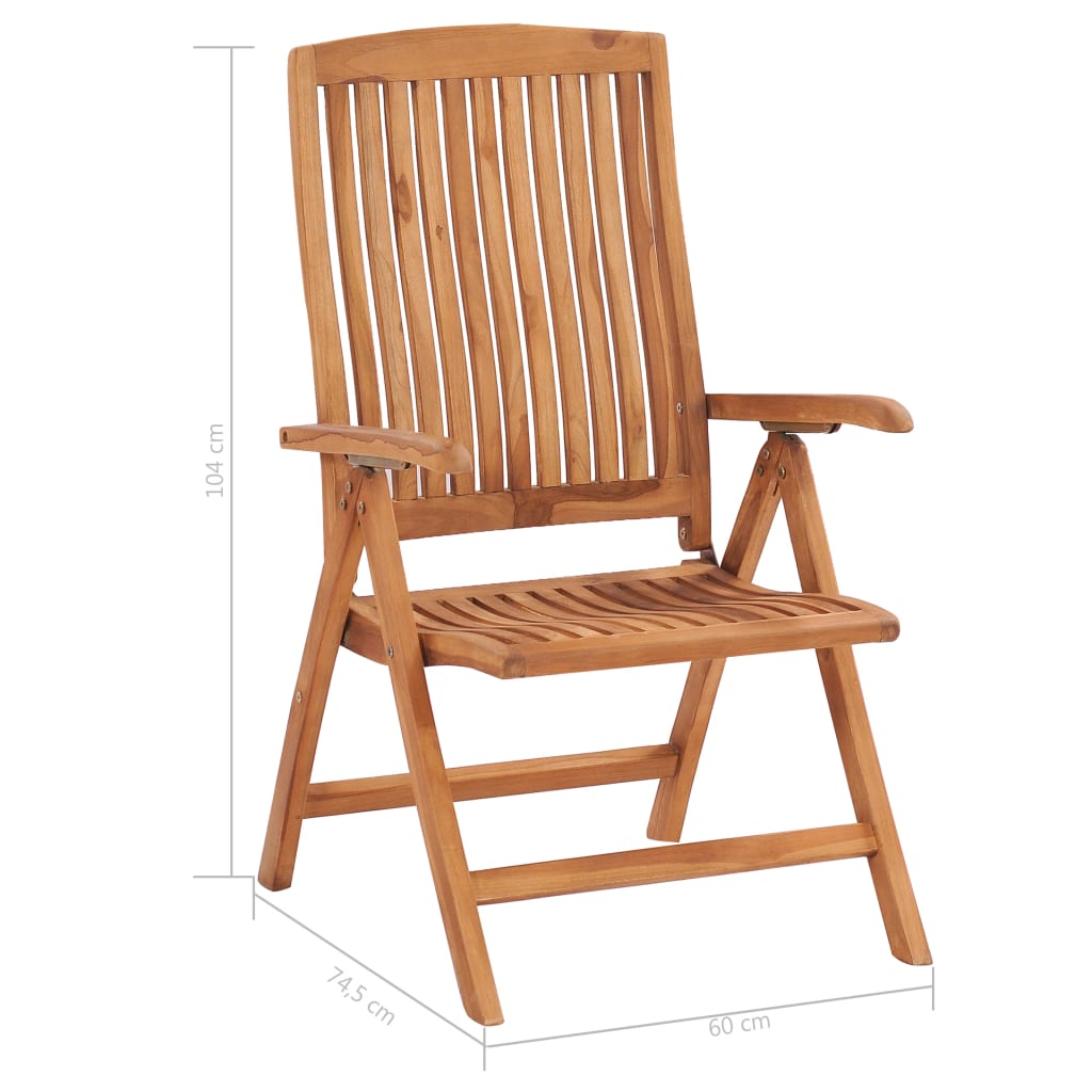 vidaXL Tuinstoelen 2 st verstelbaar massief teakhout