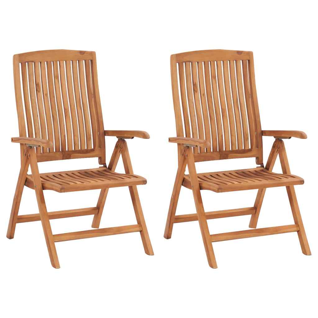 vidaXL Tuinstoelen 2 st verstelbaar massief teakhout