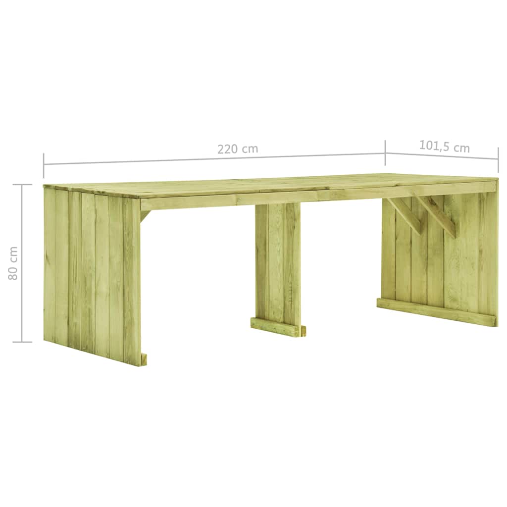 vidaXL Tuintafel 220x101,5x80 cm geïmpregneerd grenenhout