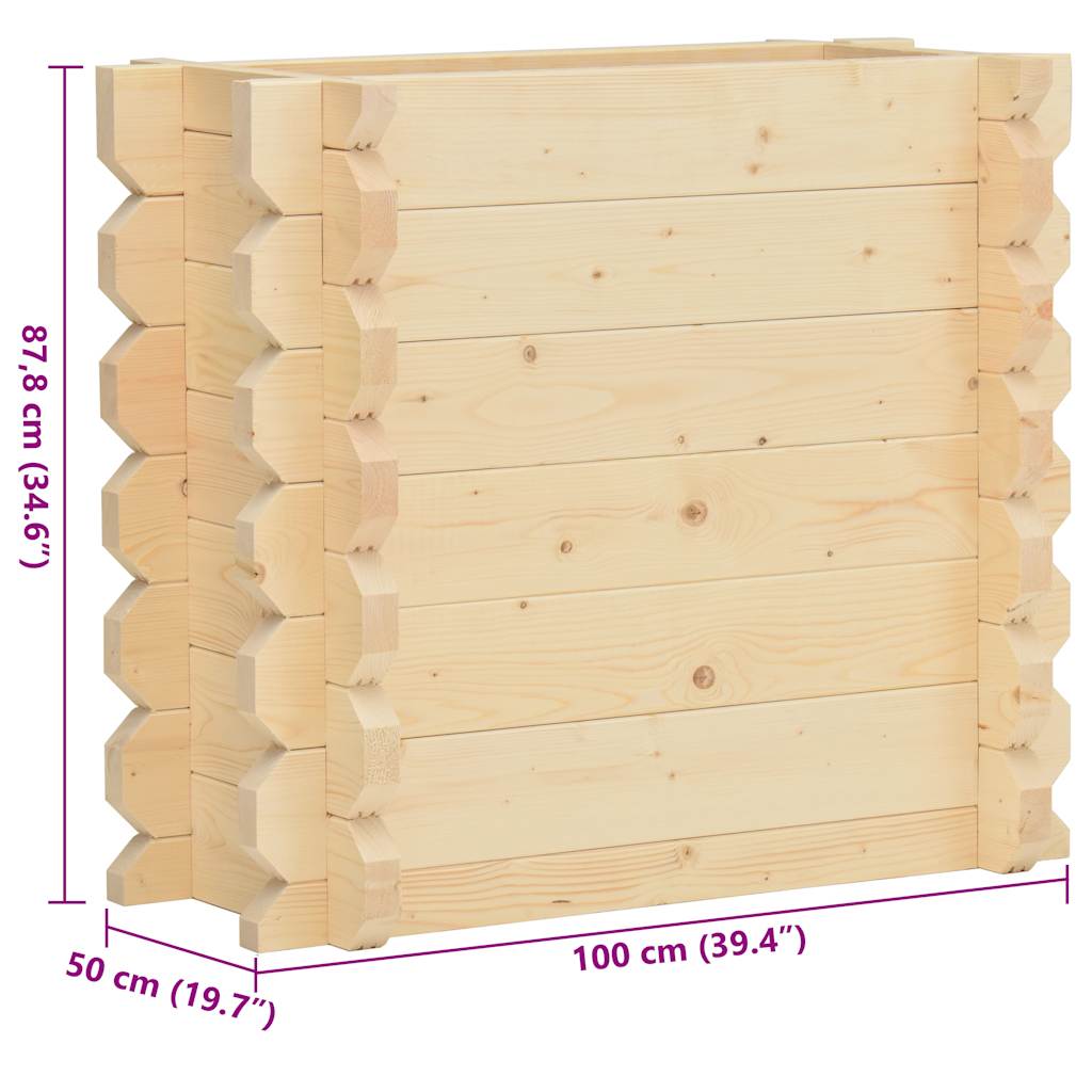 vidaXL Plantenbak verhoogd 42 mm 100x50x87,8 cm massief vurenhout