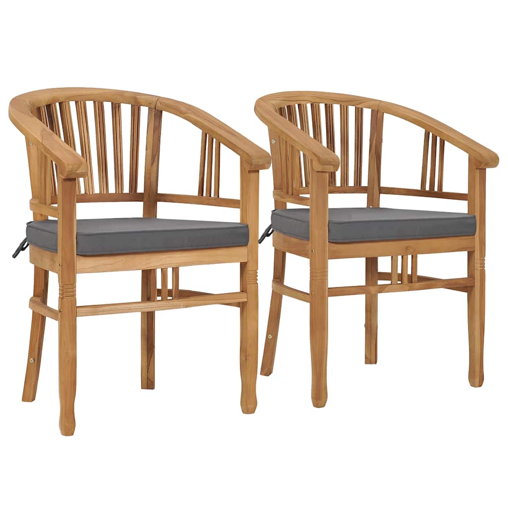 vidaXL Tuinstoelen 2 st met kussens massief teakhout