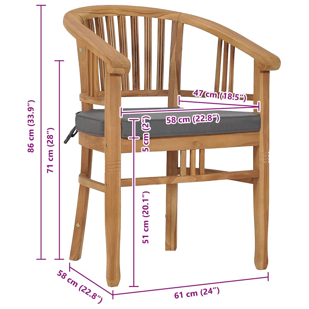 vidaXL Tuinstoelen 2 st met kussens massief teakhout