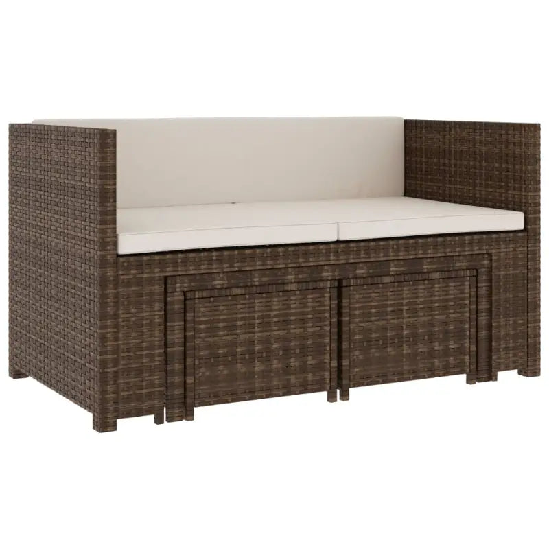 5-delige poly rattan loungeset met stalen frame inclusief levering - Bruin - Tuinsets