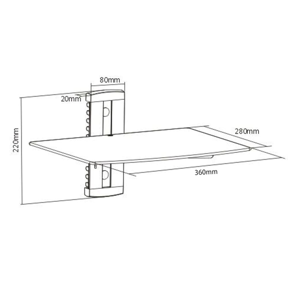 vidaXL Wandschap 1-laags glas zwart