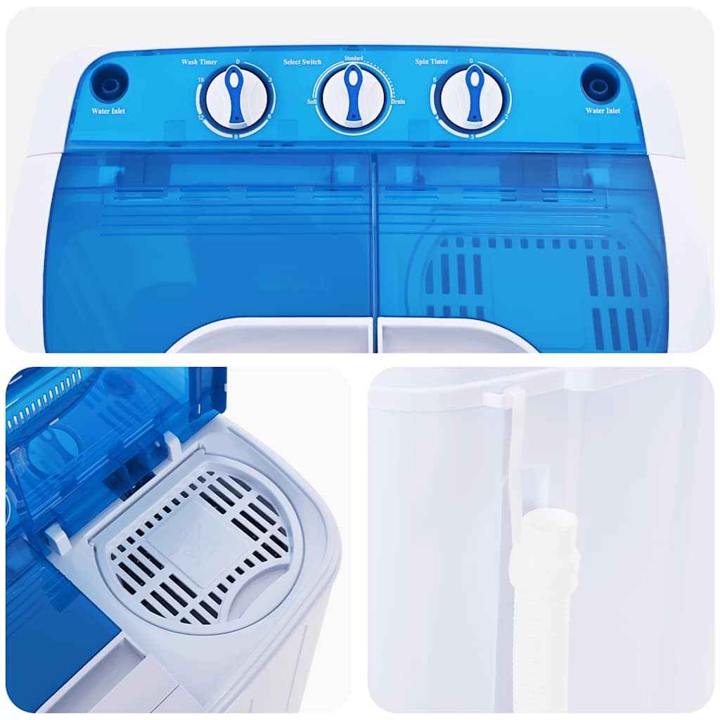 vidaXL Mini wasmachine met dubbele trommel 5,6 kg