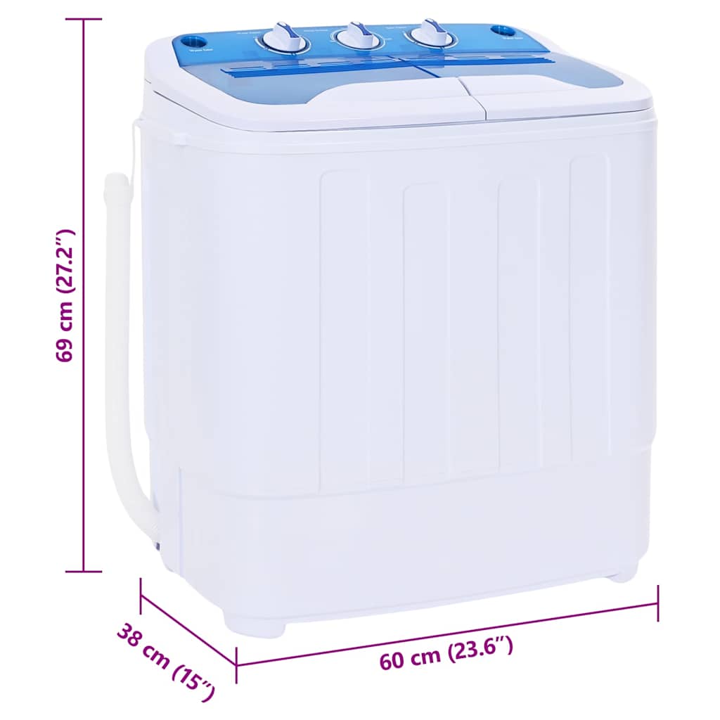 vidaXL Mini wasmachine met dubbele trommel 5,6 kg