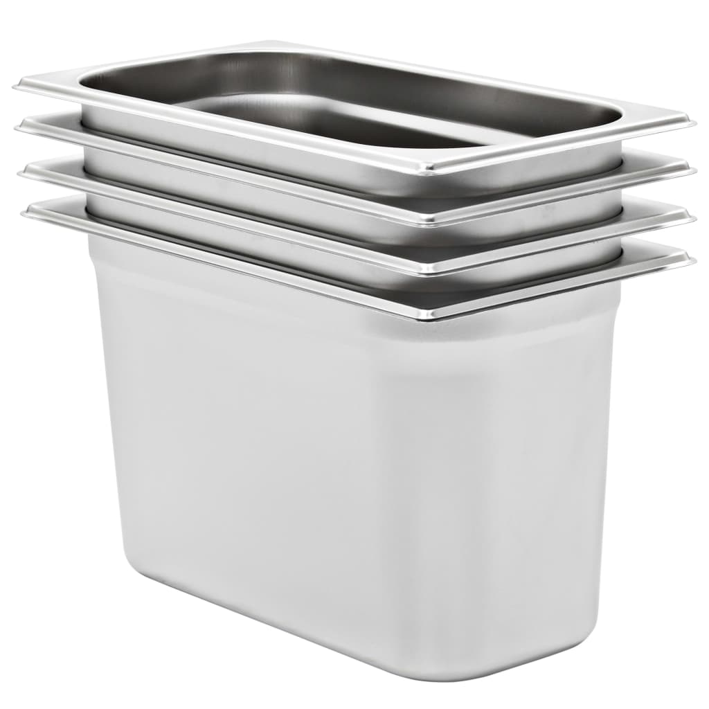vidaXL Gastronormbakken 4 st GN 1/3 150 mm roestvrij staal