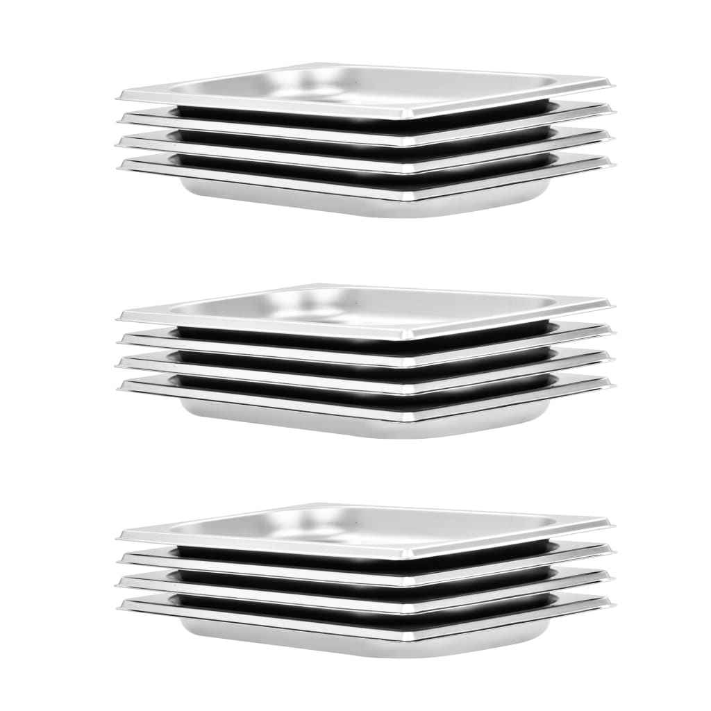 vidaXL Gastronormbakken 8 st GN 1/4 100 mm roestvrij staal