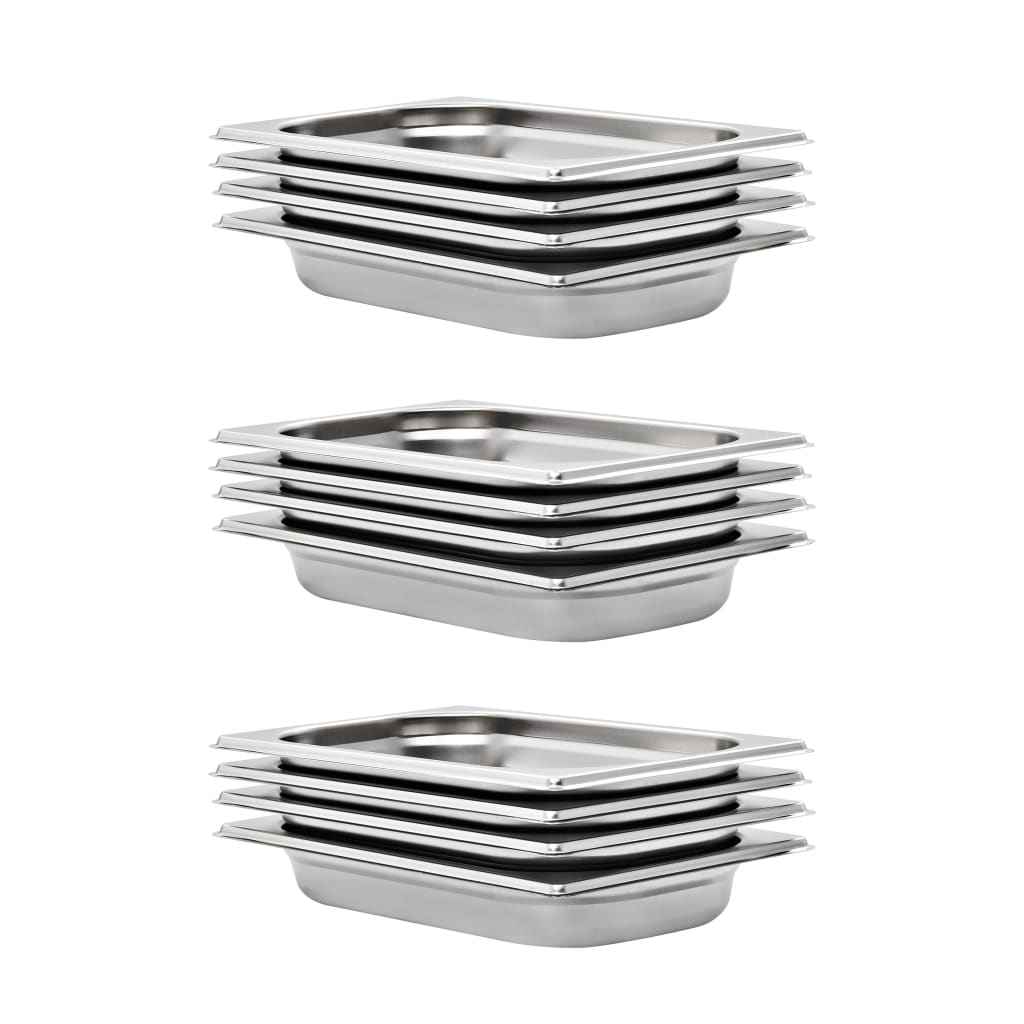 vidaXL Gastronormbakken 8 st GN 1/4 100 mm roestvrij staal