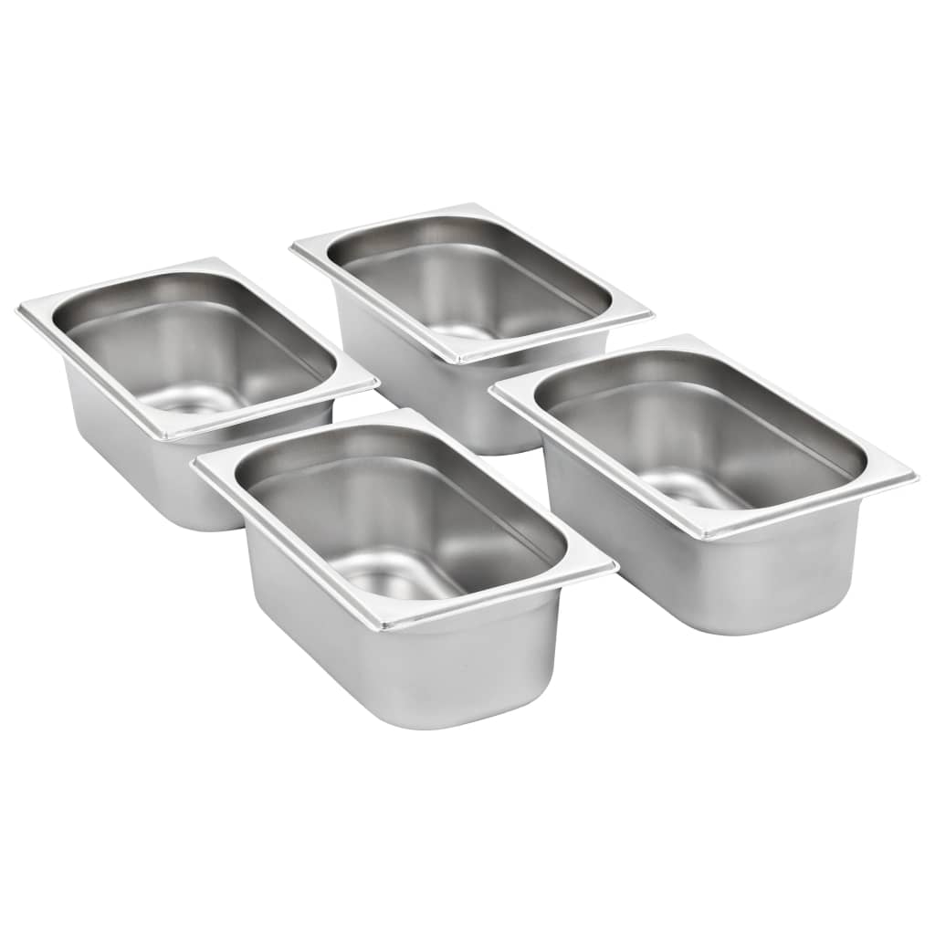 vidaXL Gastronorm Containers 8 pcs GN 1/4 100 mm stainless steel