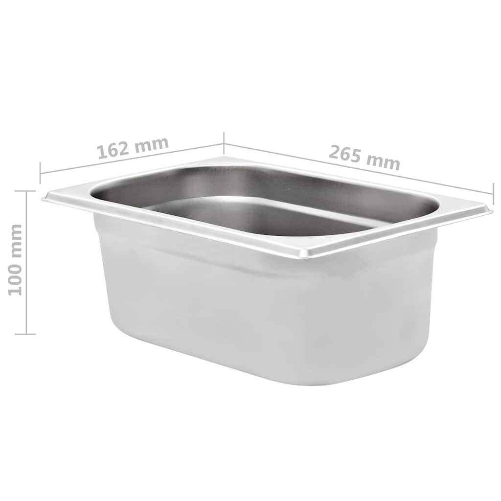vidaXL Gastronorm Containers 8 pcs GN 1/4 100 mm stainless steel