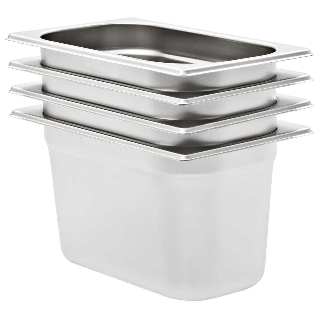 vidaXL Gastronorm Containers 8 pcs GN 1/4 100 mm stainless steel