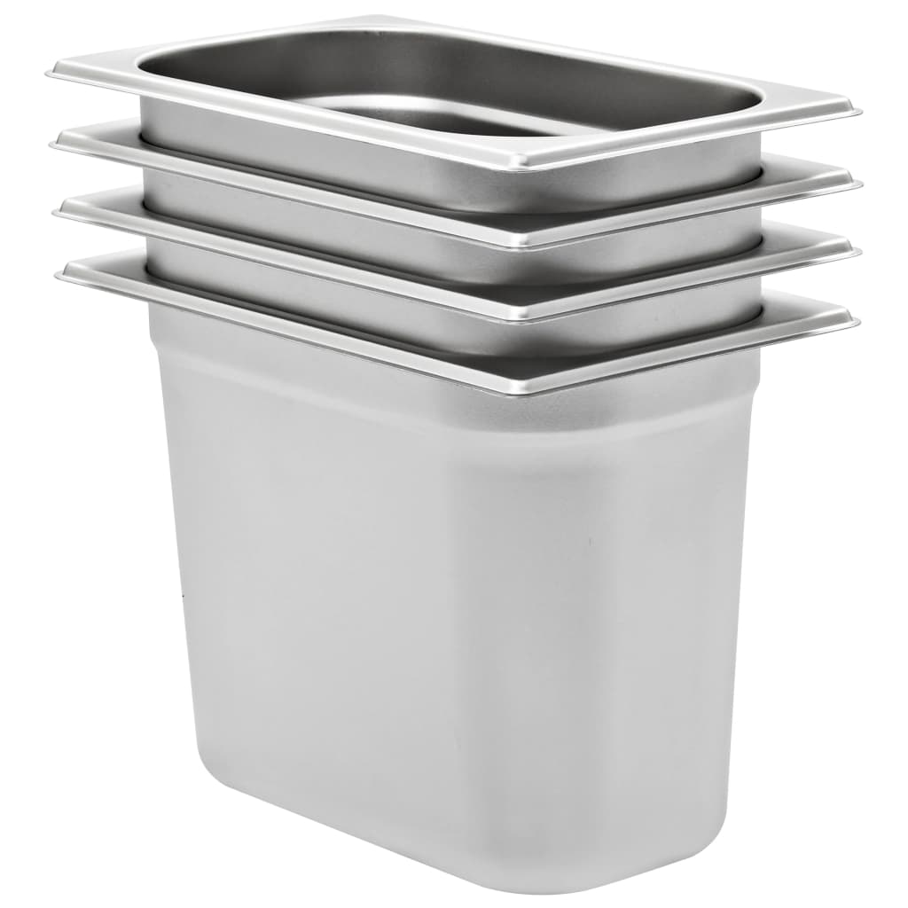 vidaXL Gastronorm Containers 8 pcs GN 1/4 100 mm stainless steel