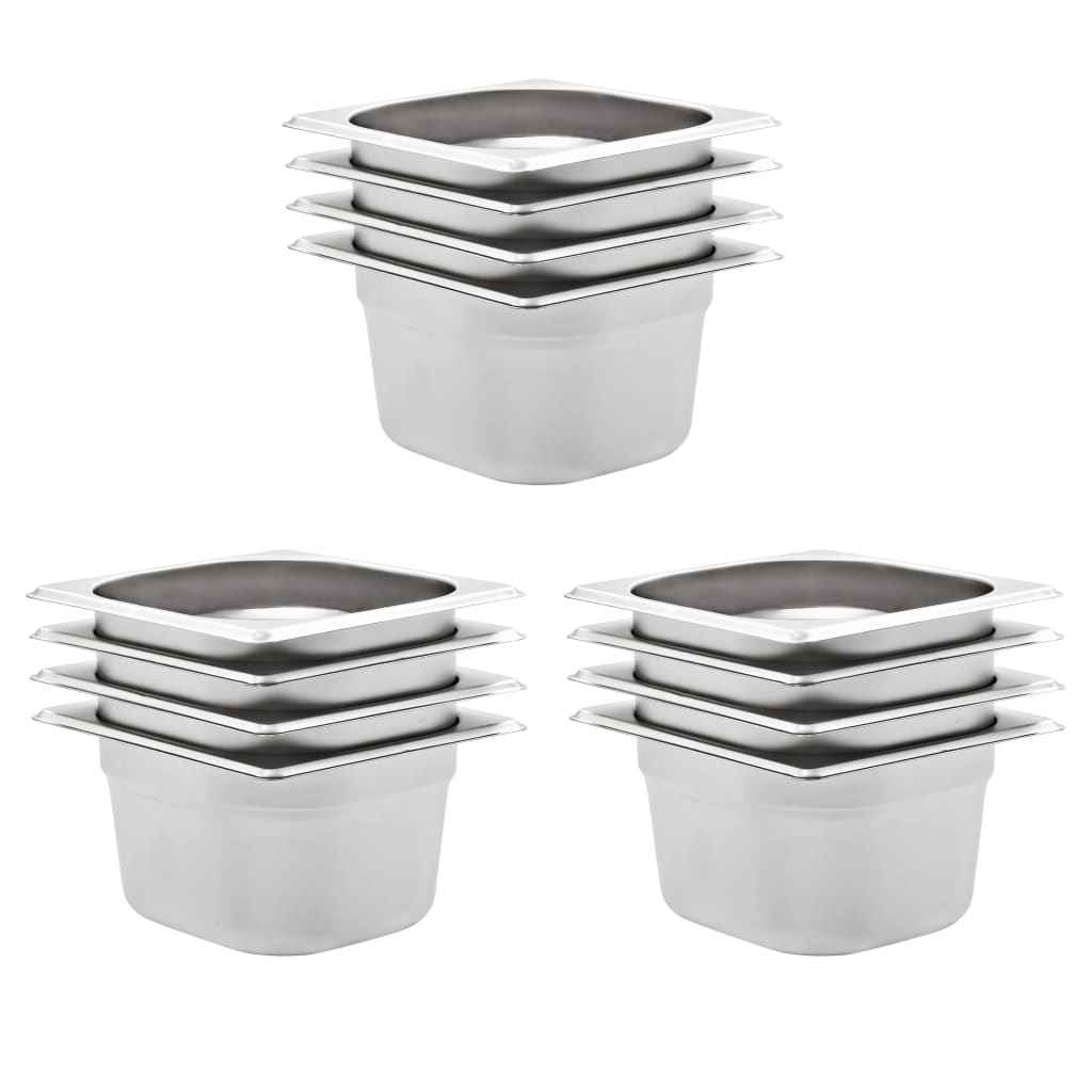 vidaXL Gastronormbakken 12 st GN 1/6 65 mm roestvrij staal