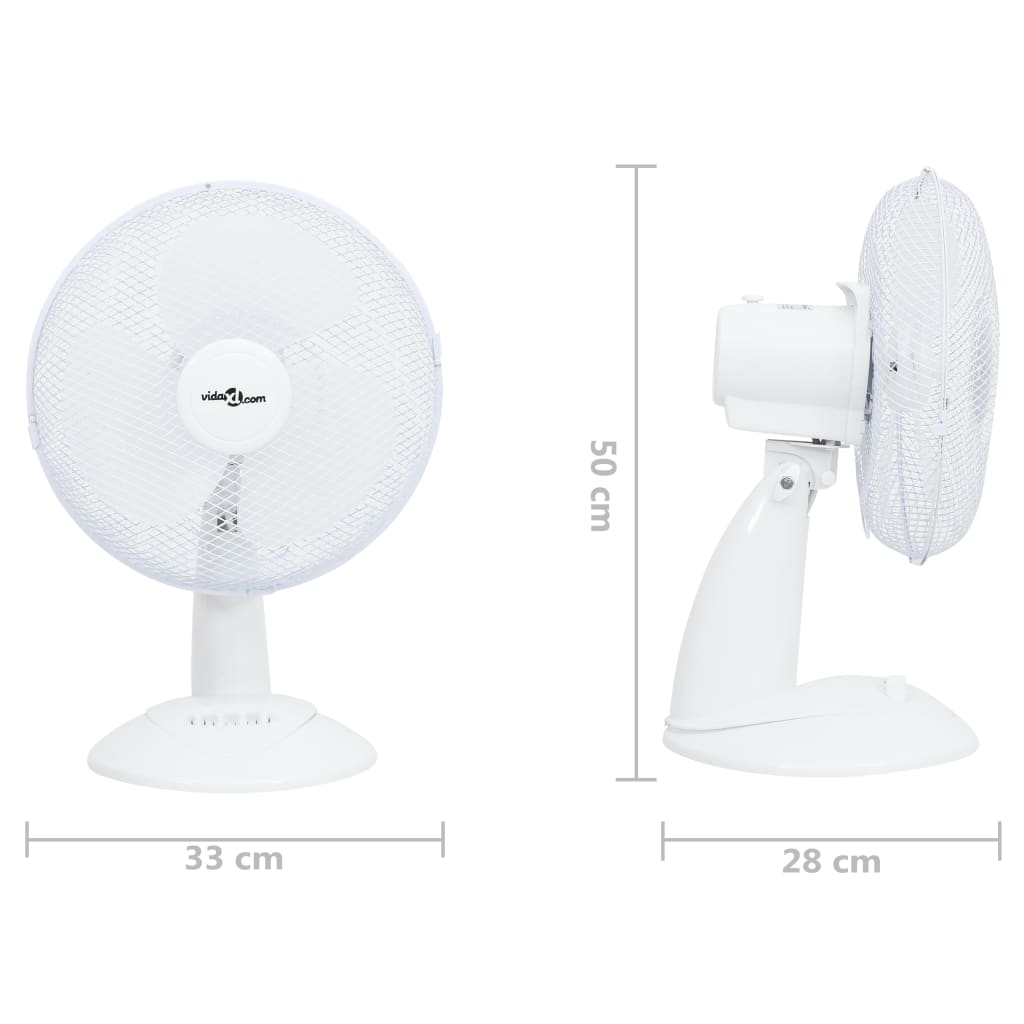 vidaXL Table fan 3 speeds 40 W 30 cm white