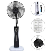 vidaXL Mistventilator staand met afstandsbediening zwart en wit