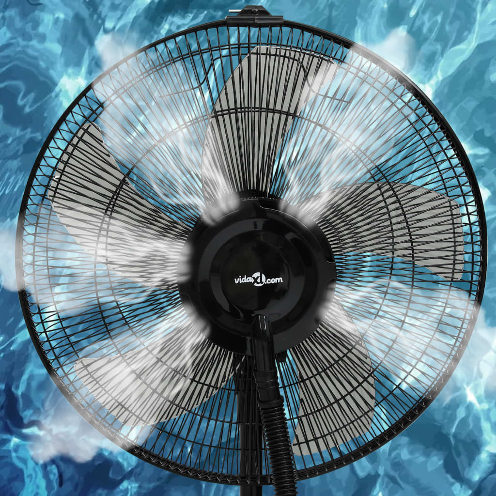 vidaXL Mistventilator staand met afstandsbediening zwart en wit