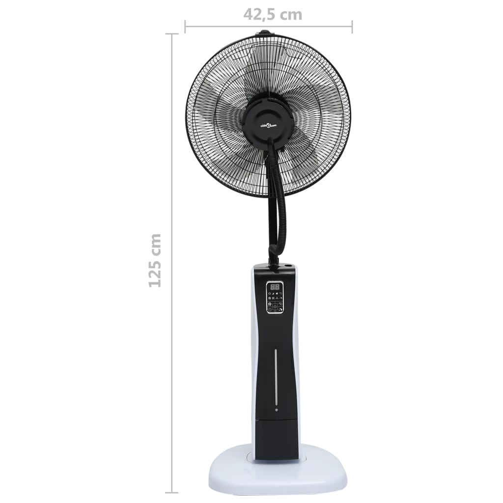 vidaXL Mistventilator staand met afstandsbediening zwart en wit