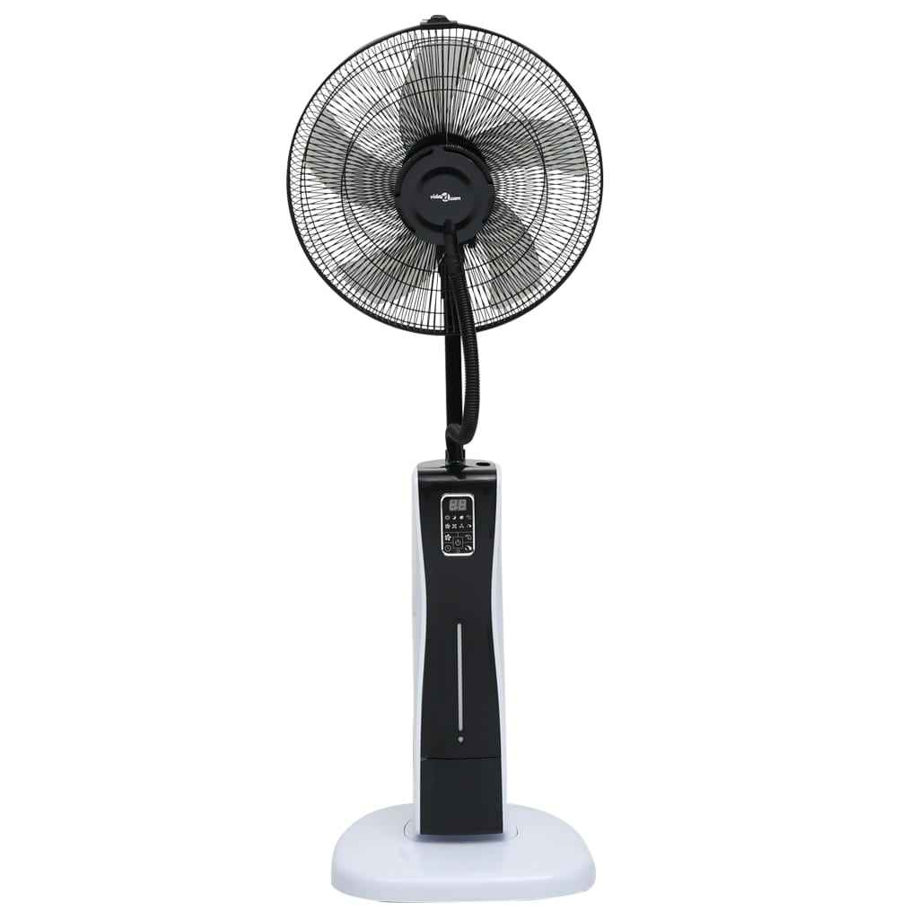 vidaXL Mistventilator staand met afstandsbediening zwart en wit