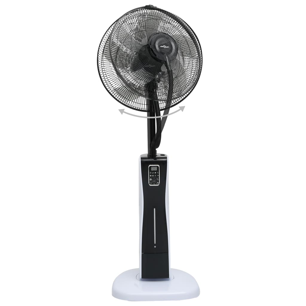 vidaXL Mistventilator staand met afstandsbediening zwart en wit
