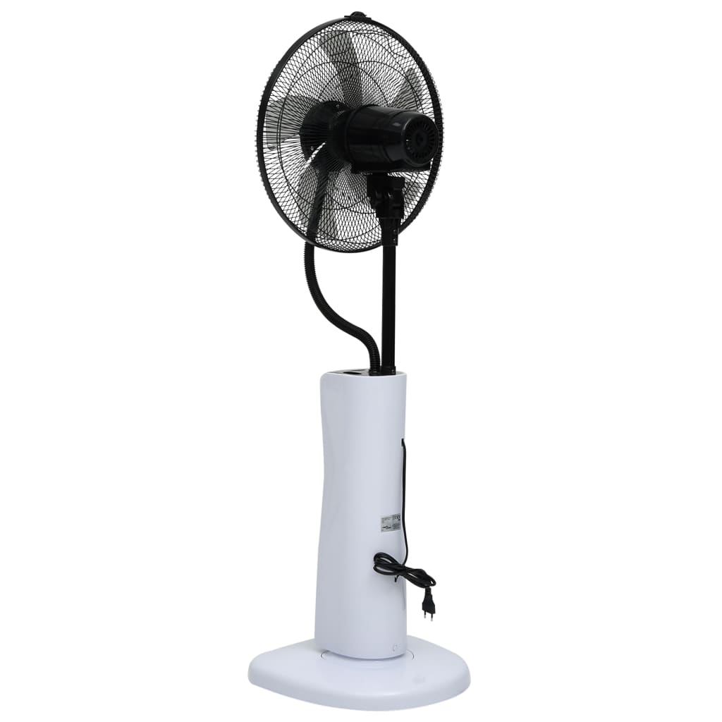 vidaXL Mistventilator staand met afstandsbediening zwart en wit
