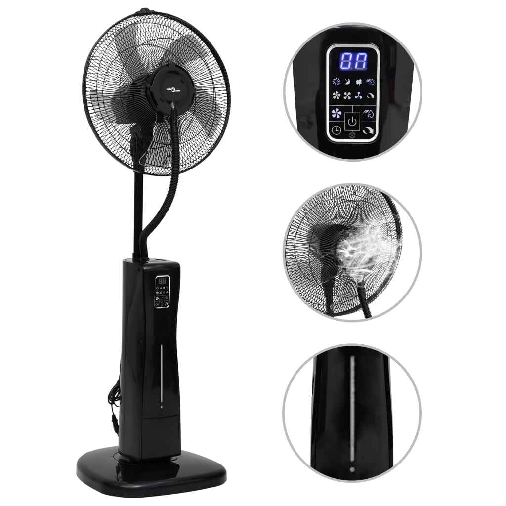 vidaXL Mistventilator staand met afstandsbediening zwart en wit