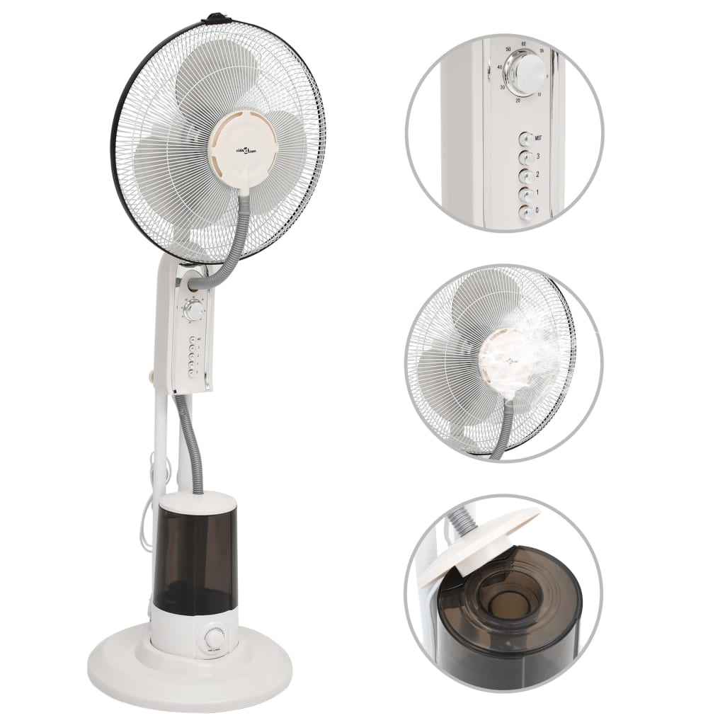 vidaXL Mistventilator staand met 3 snelheden wit