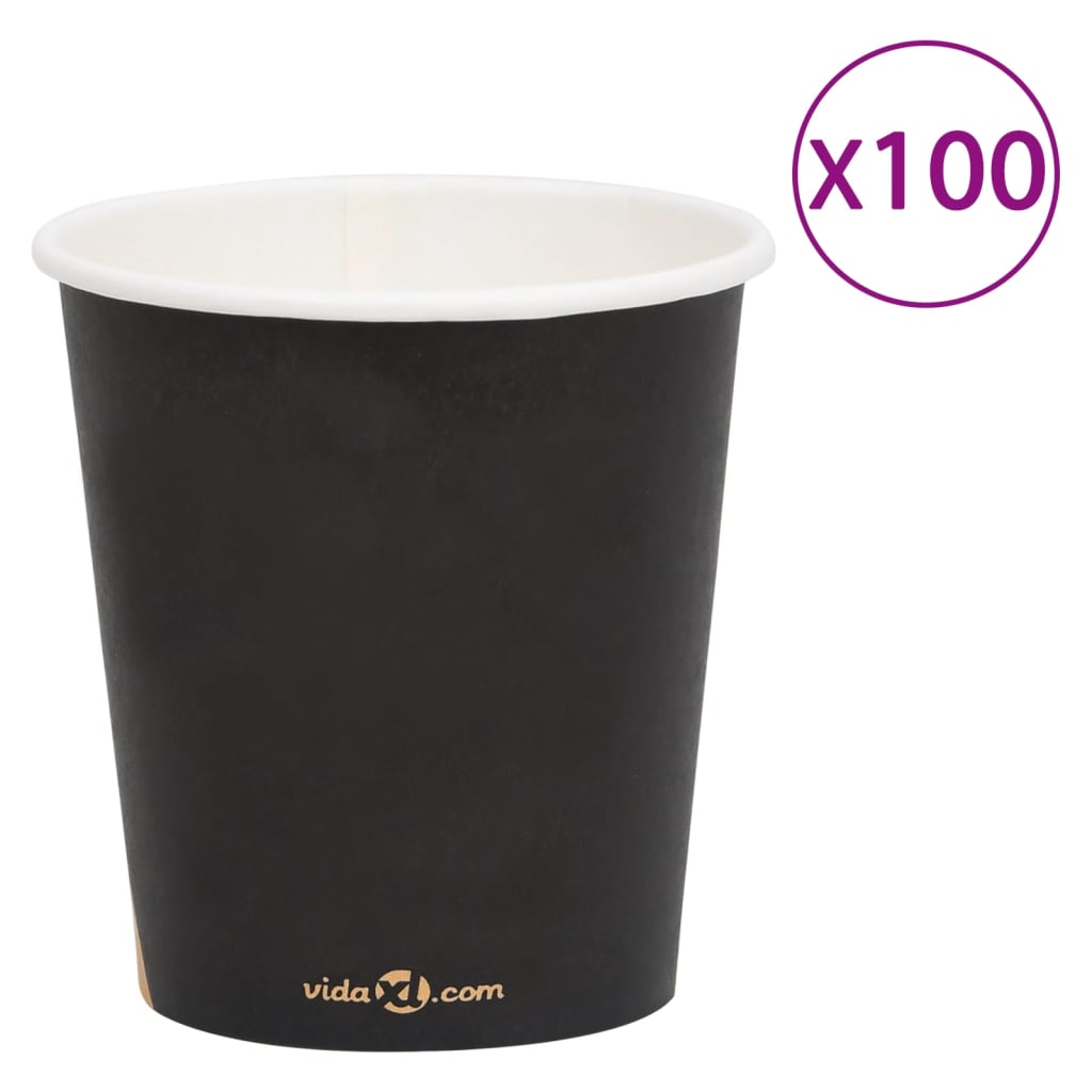 vidaXL 100 st Koffiebekers 200 ml papier zwart