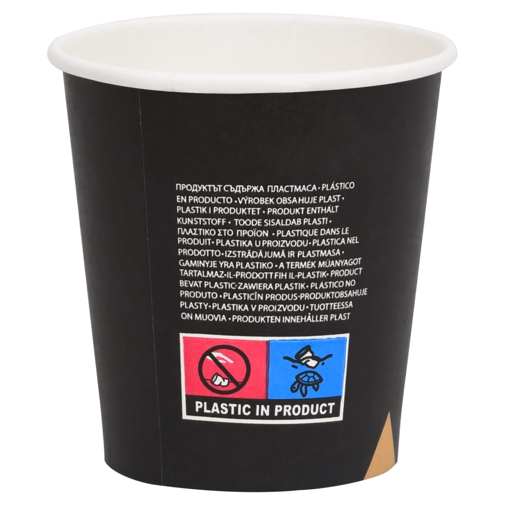 vidaXL 100 st Koffiebekers 200 ml papier zwart