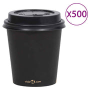 vidaXL Koffiebekers 500 st met deksels 200 ml papier zwart