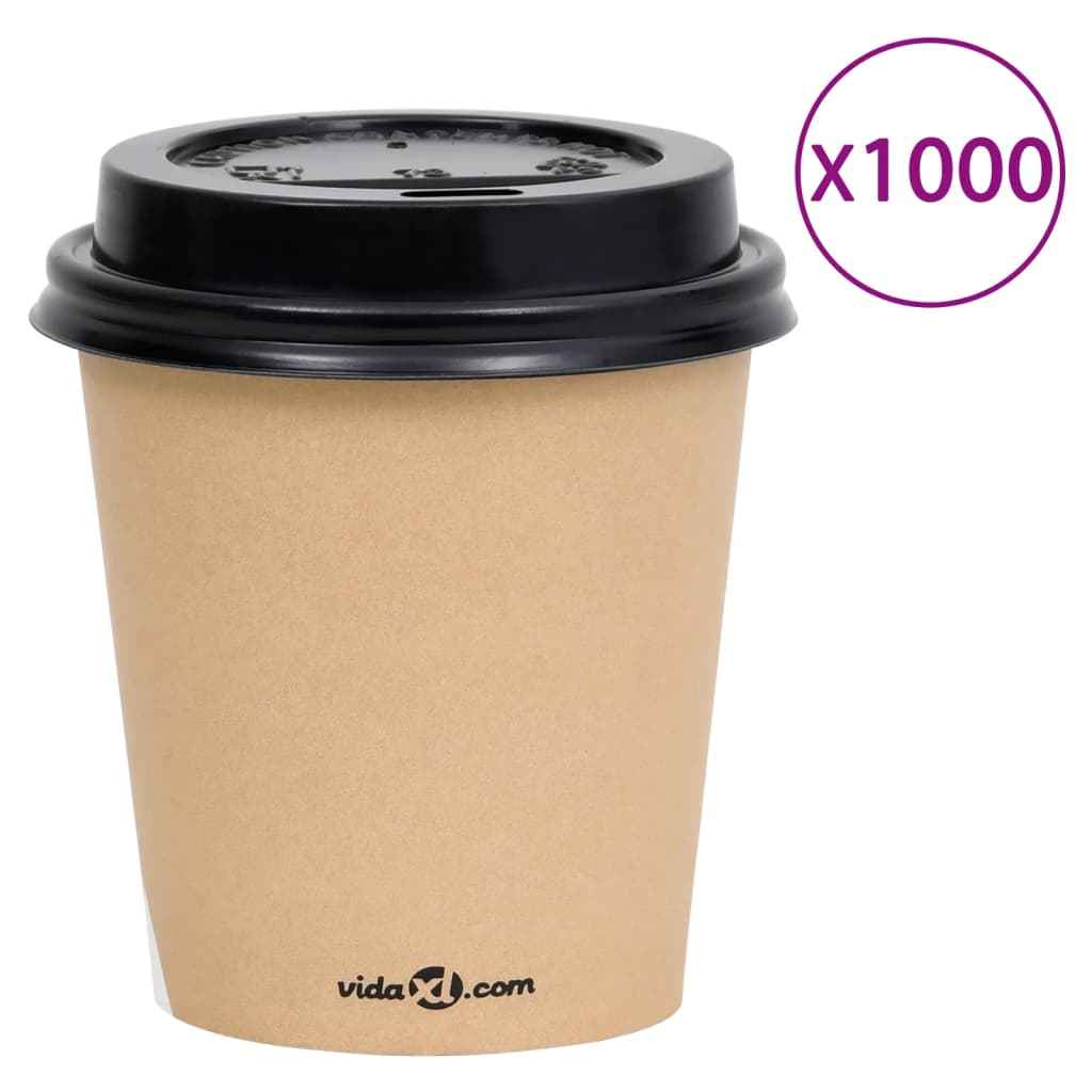 vidaXL Koffiebekers 500 st met deksels 200 ml papier zwart