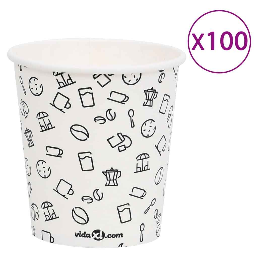 vidaXL 100 st Koffiebekers 200 ml papier zwart
