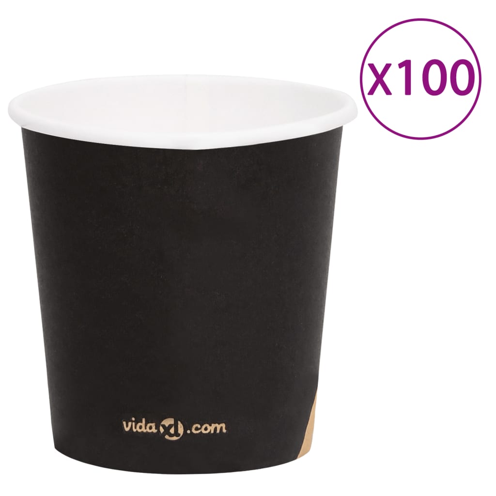 vidaXL 100 st Koffiebekers 200 ml papier zwart