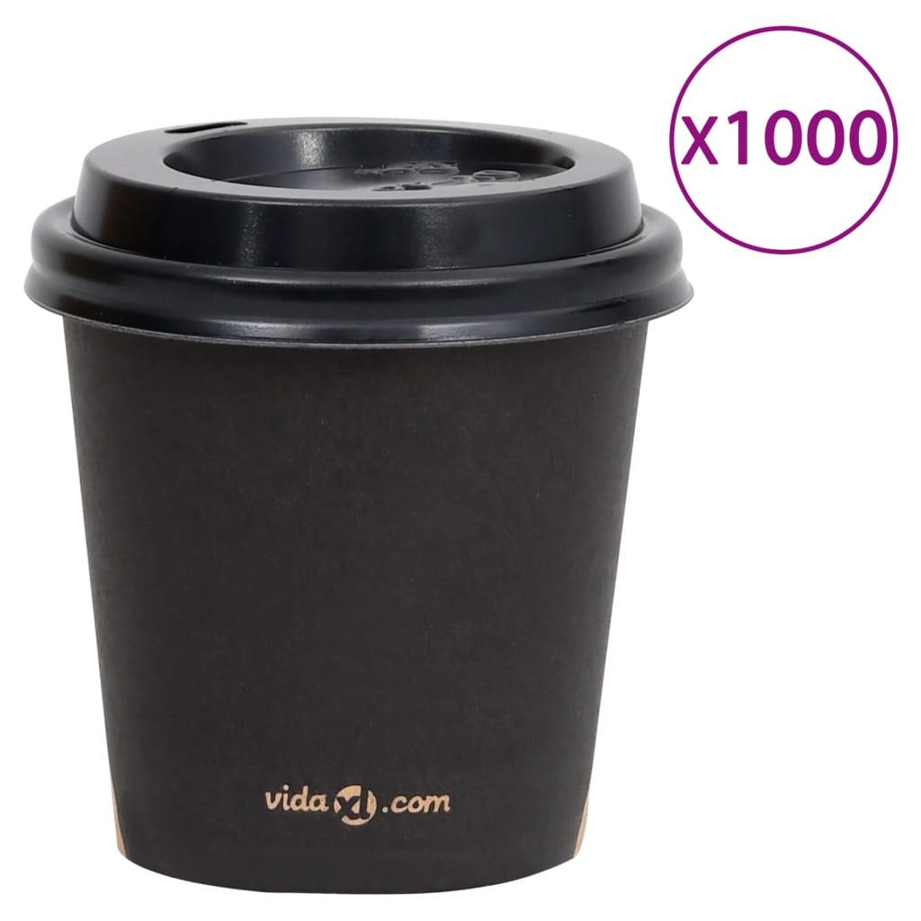 vidaXL Koffiebekers 500 st met deksels 200 ml papier zwart