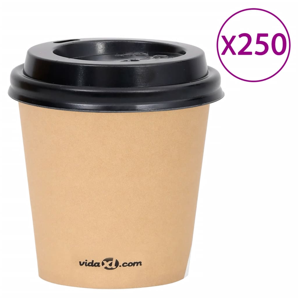 vidaXL Koffiebekers 500 st met deksels 200 ml papier zwart