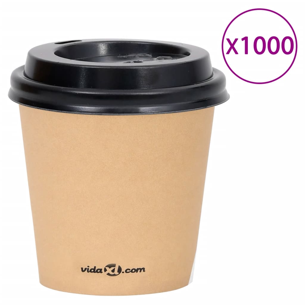 vidaXL Koffiebekers 500 st met deksels 200 ml papier zwart