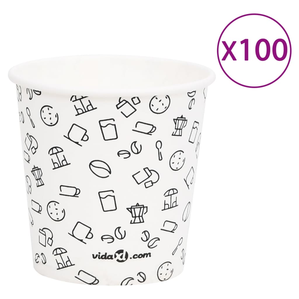 vidaXL 100 st Koffiebekers 200 ml papier zwart