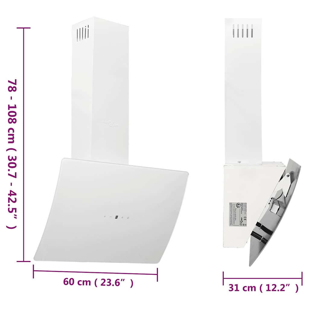 vidaXL Wandafzuigkap 90 cm staal en gehard glas zwart