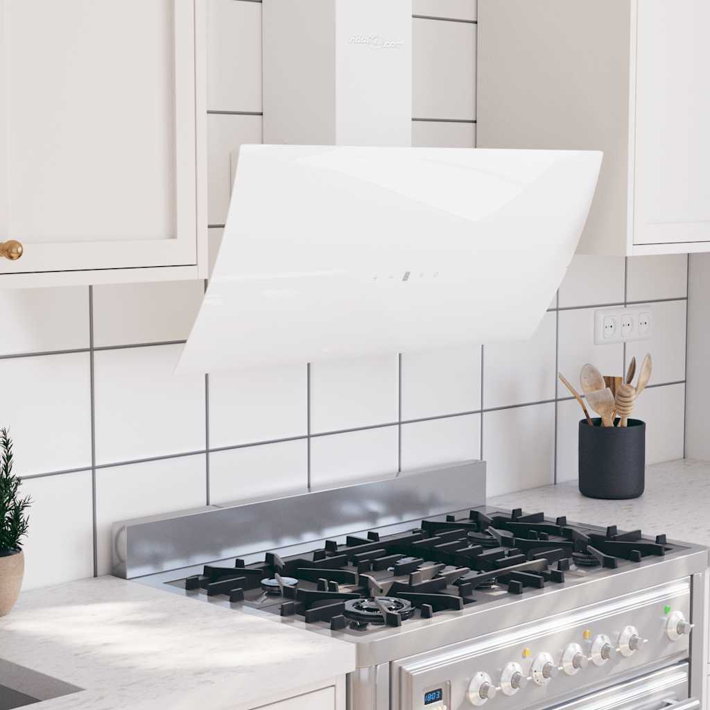 vidaXL Wandafzuigkap 90 cm staal en gehard glas zwart