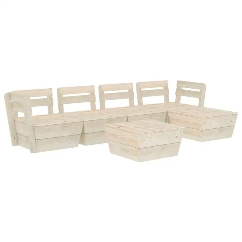 6-delige tuinset van geïmpregneerd vurenhout met tafel en hocker - Tuinsets