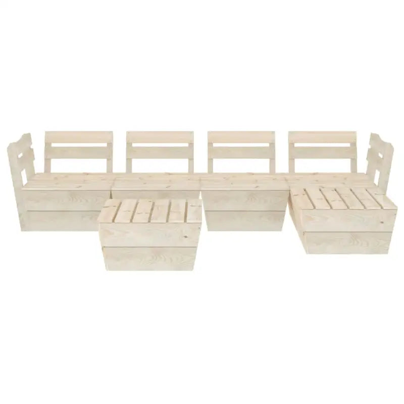 6-delige tuinset van geïmpregneerd vurenhout met tafel en hocker - Tuinsets