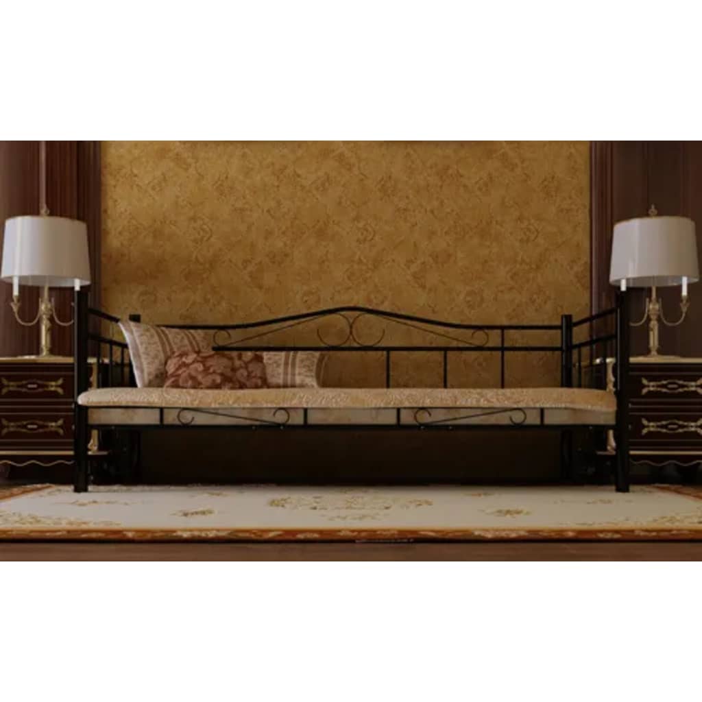 vidaXL Slaapbank metaal zwart 90x200 cm