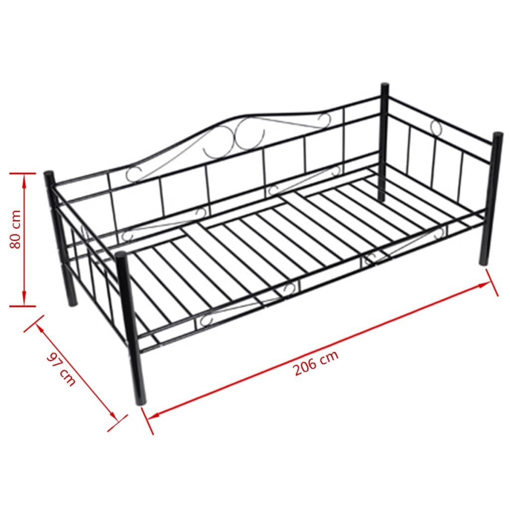 vidaXL Slaapbank metaal zwart 90x200 cm