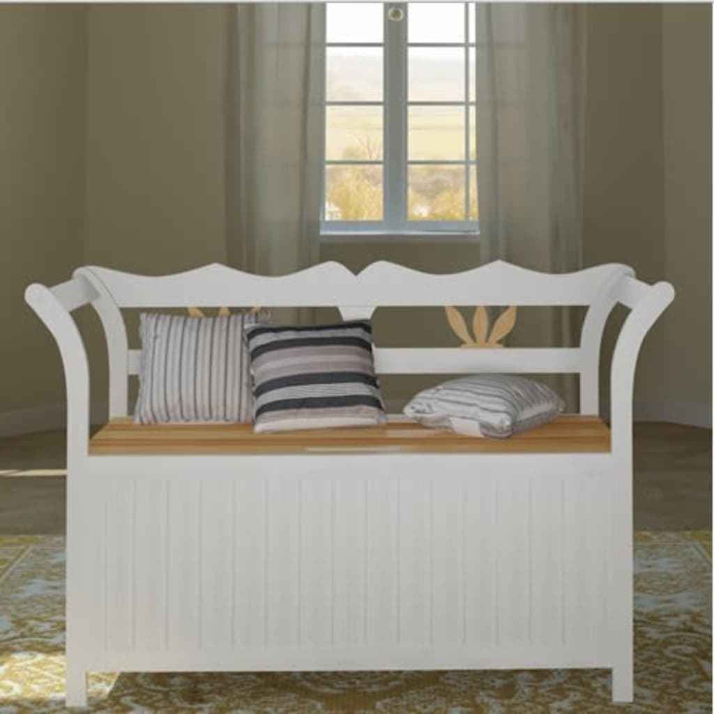 vidaXL Opbergbankje 126x42x75 cm hout wit